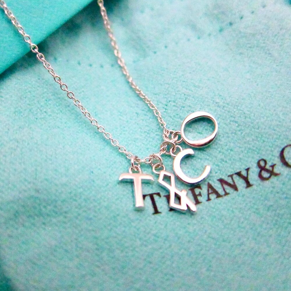 NEW Tiffany & Co. T&Co Dangle Charms Pendant 18-20" Necklace Sterling Silver